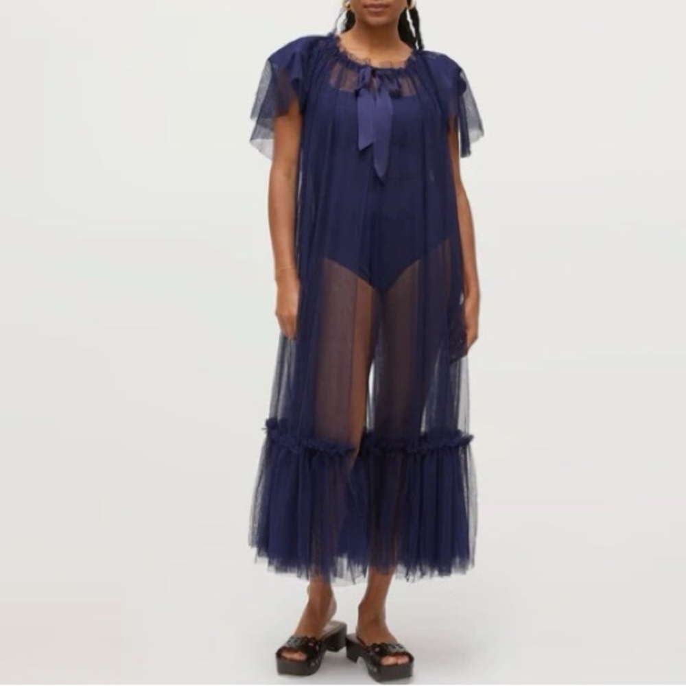 Hill House Navy Sheer Tulle Robe